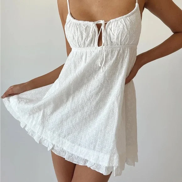 Princess Polly Empress of Live White Tie Front Mini Dress - Picture 2 of 4